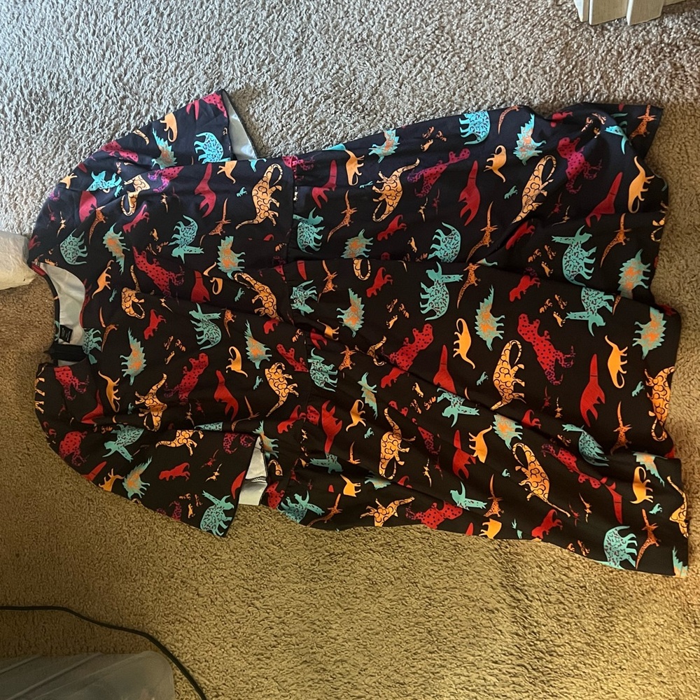 SHEIN Black Dinosaur Print Midi Dress